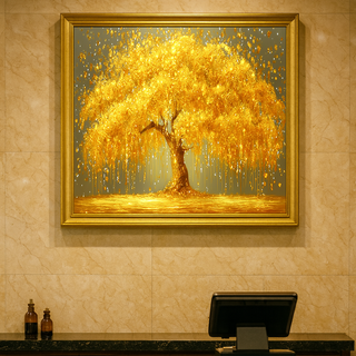 세잔느화실 인테리어 돈벼락 부자되는 황금나무 풍수 재복 금전운 돈벼락 재물가득 캔버스액자 2종, 02.황금폭류수