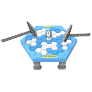 企鵝破冰敲敲冰拯救企鵝桌遊 親子互動益智玩具 鬥智策略遊戲 中號彩盒裝 藍色, 1個, 企鵝破冰中號(彩盒裝)