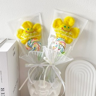 래프유 롤리팝 인형 사탕 꽃다발, 2개, 노랑