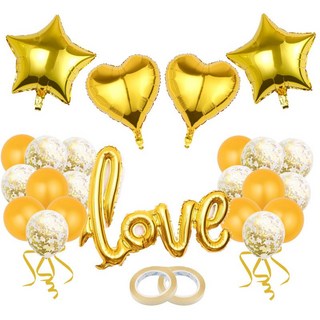 透明亮片氣球 情人節求婚佈置, 特大love字母套裝－金