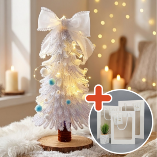 [가방 조명 제작영상 포함] 골드픽 모루 크리스마스 트리 만들기 DIY 키트, 화이트