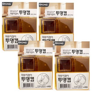 오공 마루지킴이 40mm 투명캡 사각형 4p, 투명, 4개