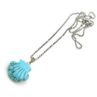 綠松石海貝形狀項鍊 銅珠鍊白k色項鍊