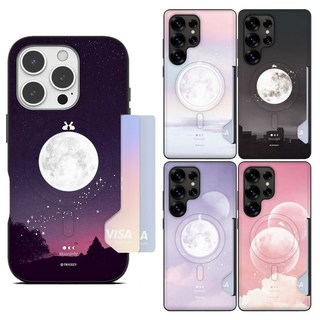 갤럭시 S24 S25 울트라 플러스 A16 달토끼 밤하늘 투카드 카드2장 수납 맥세이프 범퍼 케이스(클리너증정)