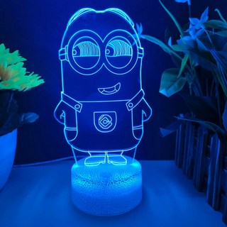 小小兵系列 神偷奶爸小黃人動漫周邊模型擺件 USB小夜燈 生日禮物, 1個, 1271 小黄人,单色暖白光（usb插电使用没有开关）