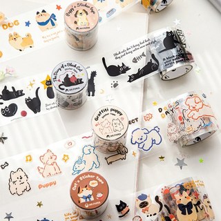 앨리스앤 다꾸 폰꾸 강아지&고양이 롤스티커 마테 4종, 1개, 고양이B (HR246)