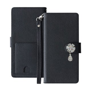 갤럭시S23 플러스 S916 - 큐린클 물방울 큐빅 지폐2칸+카드5장 지갑형 케이스 + 손목스트랩