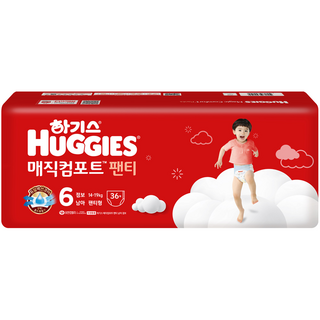 하기스 매직컴포트 팬티형 기저귀 여아용 대형 4단계 (9~13kg), 6단계, 576매