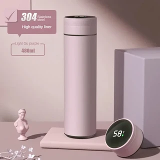 분리대가 있는 스테인레스 스틸 보온병 컵 316 스마트 고가 선물 커피 아버지 콜드 비즈니스 500ml, 01 1PC, 02 Purple