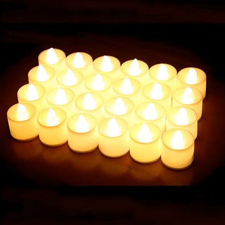 루아르모 꺼지지 않는 LED 티라이트 캔들 전자초 파티소품, 옐로우, 24개