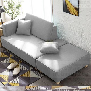 公寓出租房沙髮可睡覺折疊小戶型歐式貴妃椅布藝沙髮床臥室多功能沙發床 沙發 沙發椅 貴妃椅 懶人沙發, 納米科技布淺灰色左扶手+腳踏,0.9+0.6米（海綿+矮腳）, 1個