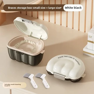 Invisalign 리테이너 용 보관 상자 케이스 청소 실리콘 치열 교정 플라스틱 틀니, 01 Large small.