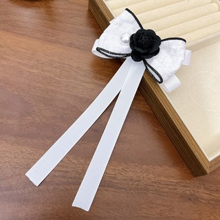 全店出貨 2025山茶花領結女絲帶珍珠花朵洛麗塔JK學院風預綁蝴蝶結胸花派對儀式配飾