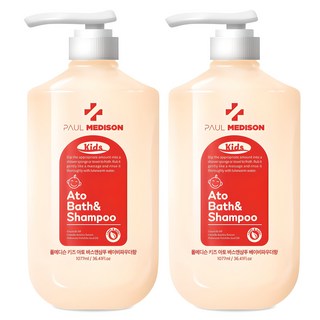PAUL MEDISON Ato幼兒弱酸性洗髮沐浴乳 嬰兒爽身粉香, 1.077L, 2瓶