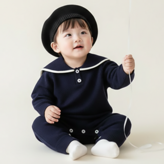 몽실이 세일러카라 니트 우주복 여아 유아 남아 외출복 간절기