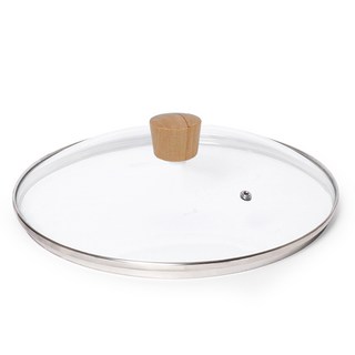 베이직 우드 노브 넘침방지 유리뚜껑 16~32cm 냄비 후라이팬 뚜껑, 32cm, 1개