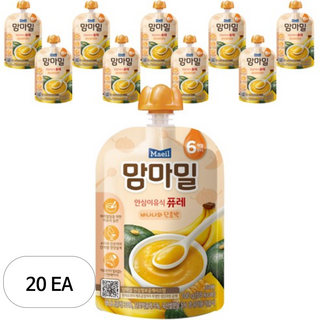 맘마밀 안심 이유식 퓨레 6개월부터, 바나나와 단호박, 100g, 20개