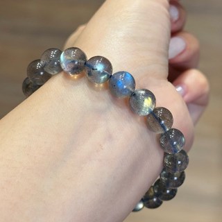 B653頂級玻璃體拉長石手珠 強效應藍韻 9mm手珠 現貨實拍 透體 性價比高
