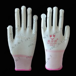 乳膠手套 防滑耐磨PVC勞保手套 帶點珠防油手套 工地幹活維修手套 防滑工作手套, 1個, 白色點珠騎行駕車001【12雙】