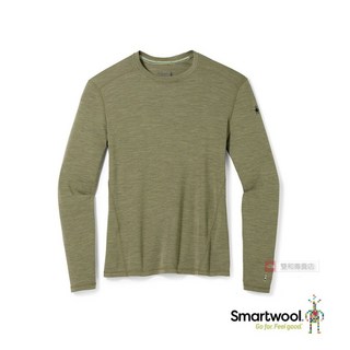 SmartWool 男 美麗諾羊毛圓領長袖，保暖底層，霧蘚綠