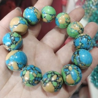 Wendy 天然綠松石高瓷唐三彩松石手串手鍊 復古風金剛星月菩提文玩配飾