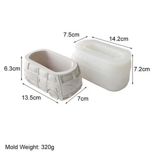 자동차 버스 화분 실리콘 몰드 석고 혼합 점토 시멘트 양식 정원 꽃병 만들기, 1개, 5. 4