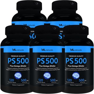 [미국빠른직구] 신제품 마이라이프 내추럴스 PS 500 (포스파티딜세린 500mg + 징코 빌로바), 5개, 120정