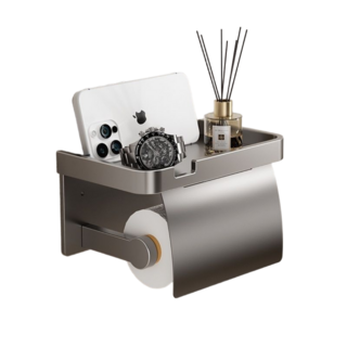 라이프툴스 무타공 고급 덮개 휴지걸이, 1개, 리얼그레이