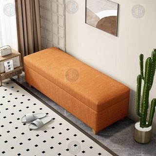 拆洗布藝換鞋凳儲物沙發收納凳床尾長凳 - 簡約風格, 淺綠色 亞麻布藝-可拆洗,10*40*20, 1個