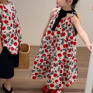 UPPERCUT 아동 로즈 플라워 원피스 셔츠 반바지 상하세트 남매룩 남녀공용 반팔 상하복 등원룩 리조트룩