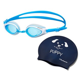 피닉스 아동 노미러 수경 PN-503J+ 아동 실리콘수모 SET, 아쿠아, 1개