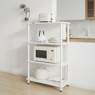 리보아 주방 수납 전자레인지 다용도 수납장 렌지대 선반, 3단, 오크화이트