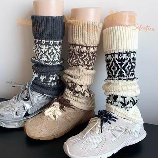 新竹出貨 費爾島針織秋冬保暖聖誕堆堆羊毛翻邊襪套女【加厚/秋冬搭配】