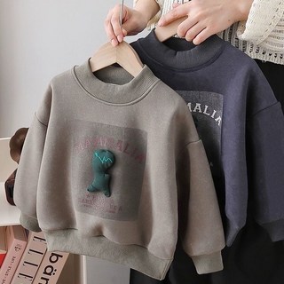 嘟嘟家兒童上衣大學T，男童加絨加厚衛衣，冬季新款兒童打底衫，一體絨上衣，兒童長袖