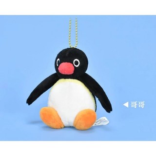 企鵝家族 Pingu家族 企鵝 坐姿款 3吋吊飾 掛飾 掛件 吊飾 鑰匙圈 娃娃 玩偶 絨毛娃娃, 1個, 黑色哥哥, 黑色, 6cm