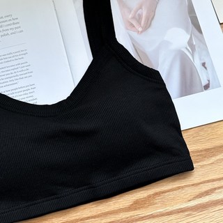 Fee固定杯棉質細肩螺紋小可愛 BRA TOP 細肩帶吊帶背心 胸墊一體成形基本款棉質小可愛 女背心 夏天
