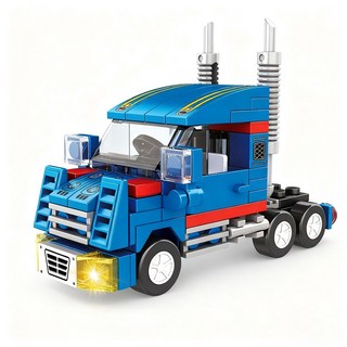 城市工程車公共運輸交通車塑膠積木玩具 手工DIY益智兒童, 拖頭車, 1個