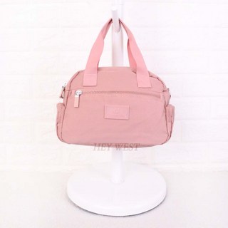 WEST 多格層防水尼龍側背包/斜背包 可放長夾 輕巧手提包, 心動粉#0433-20