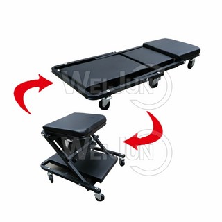 折疊躺椅 躺板 修車兩用 多功能折疊躺椅 戶外休閒躺椅, 全黑版