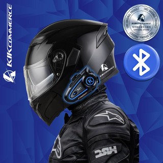 킥커머스 초경량 K21 블루투스 풀페이스 시스템 오토바이헬멧, 유광블랙