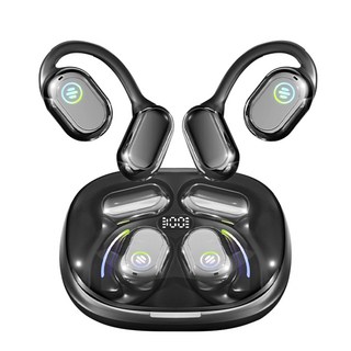 Heiz 오픈이어 귀걸이형 노이즈캔슬링 오픈형 무선 블루투스 5.4 골전도 이어폰, 블랙,1개