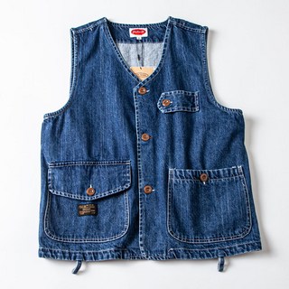 Goofing-off 水洗牛仔馬甲 多口袋工裝背心