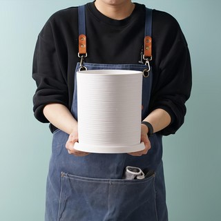 morningscent 써클라인 플라스틱 화분 + 받침 세트, 화이트, 1개