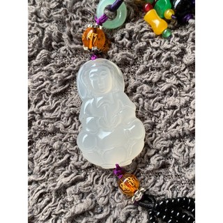 畫意坊 觀音白玉髓吊墜 白色玉髓瑪瑙小佛吊墜 立體雕如意觀音 保健康/永保安康/健康祈福 原石宗教, 1個