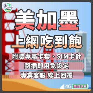 飛網世界 美加墨上網卡 美國/加拿大/墨西哥 4G吃到飽SIM卡, 1個, 流量總共20GB, 15天