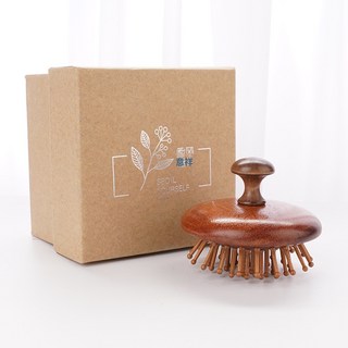 DFMEI 金絲檀圓盤28齒按摩梳頭皮按摩梳頭療養生全身疏通檀木經絡梳, 1個, 竹子齒氣囊指環梳B款 禮盒款:如圖