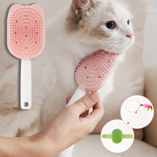 CozyLab 반려동물 저자극 슬러커 빗브러쉬 양면 소프트 브러쉬 실리콘 강아지 고양이 털갈이, 1개, 핑크