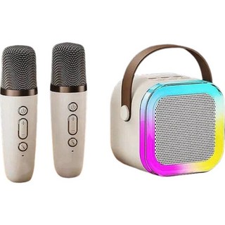 金運 掌上K歌音響K歌神器 一體機麥克風 家用唱歌音響 便攜式家庭KTV 多人合唱, 【英文版】K12夢幻粉+雙麥, K12