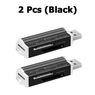 2개 4-in-1 알루미늄 합금 스마트 메모리 카드 리더 플래시 드라이브 USB 컨버터 (SD TF 카메라 MS PRO M2, 01 CHINA, 01 Black - 2Pcs