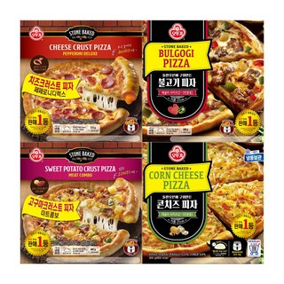 오뚜기 피자 4종 4개세트(불고기+페페로니디럭스+미트콤보+콘치즈), 1세트, 1.703kg
